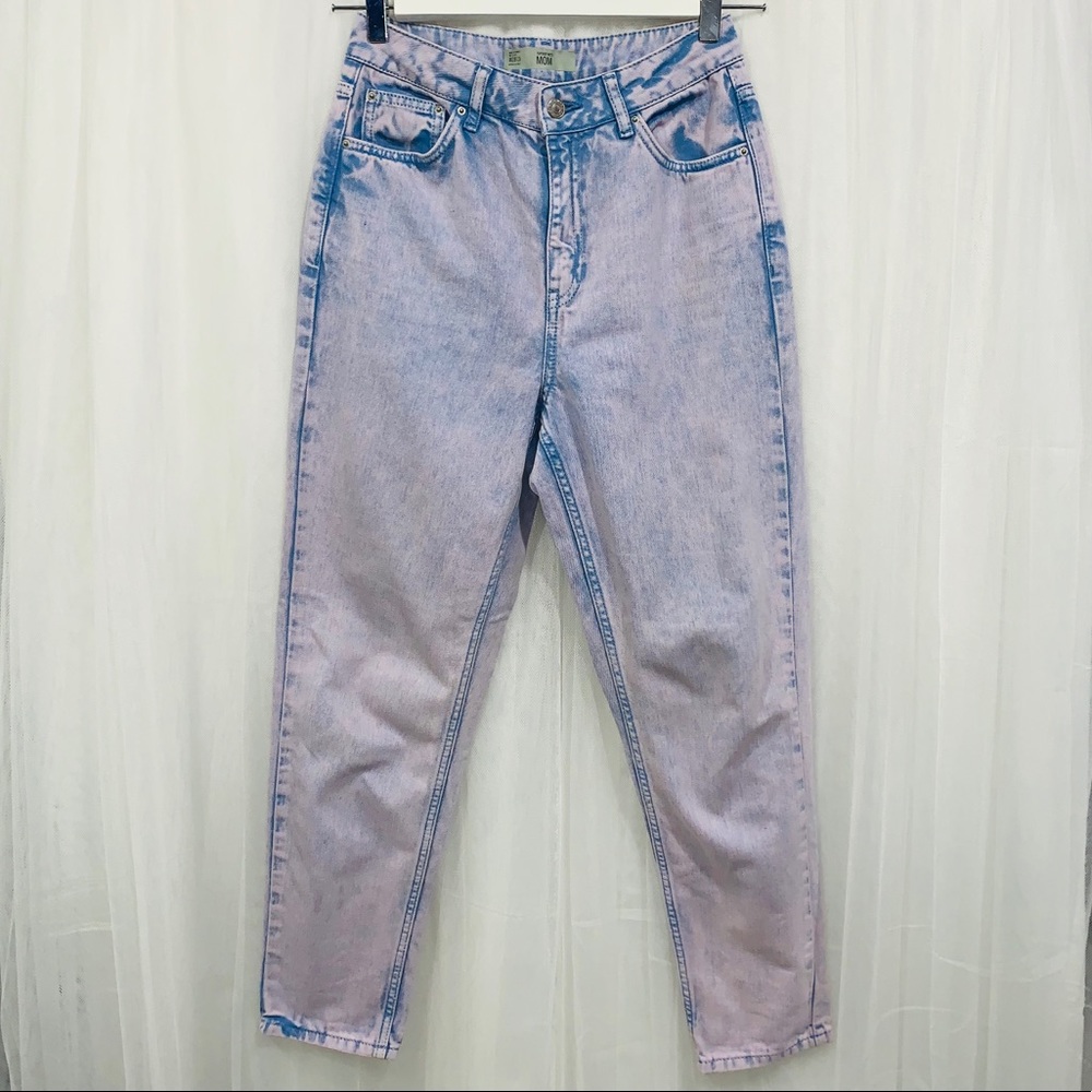 Topshop Moto Lilac Purple/ Blue Acid Mom Jeans 28